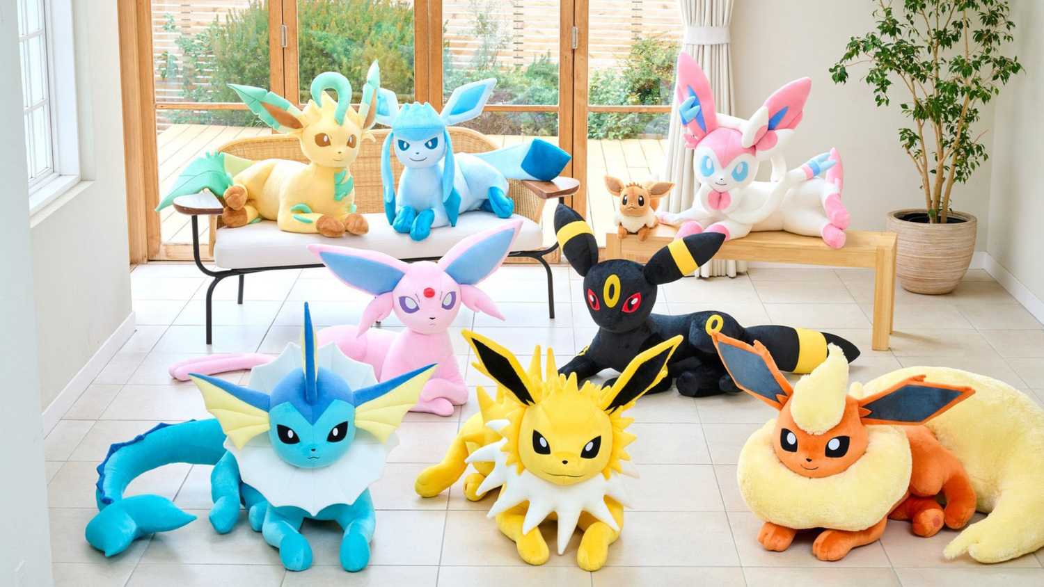 Giant Eevee and Eeveelution Plushies Arrive in Japan: Get Ready to Snuggle with Life-Sized Pokémon!
